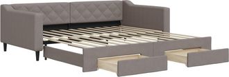vidaXL Sof&aacute; Cama Nido Con Cajones Tela Gris Taupe 100x200 Cm Vidaxl