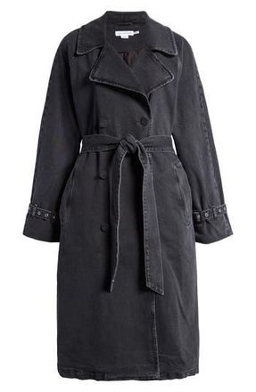 Good American Uniform Denim Trench Coat in Black351 at Nordstrom Rack, Size Xx-Small/x-Small