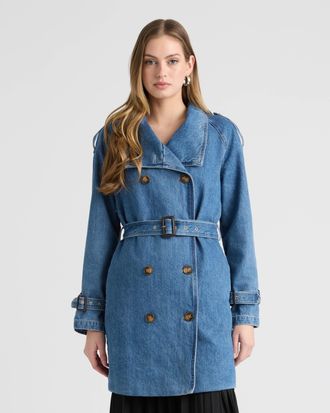 NVLT Womens Denim Trench Coat