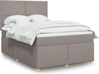 vidaXL Vidaxl - Cama Box Spring Con Colch&oacute;n Tela Gris Taupe 140x200 Cm