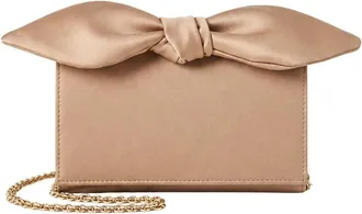 Aquazzura Tassen, Dames, Beige, ONE Size, Satijn, Strik strik mini satijnen clutch