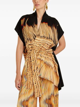 Lenny Niemeyer abstract-print belted jacket - women - Silk - One Size - Neutrals