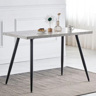 Ainpecca Ainpecca - Dining Table Grey Marbled Effect Dining Room Table mdf top Kitchen Dinner Desk with Metal legs Breakfast Dinner Table Home Office
