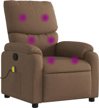 vidaXL Vidaxl - Sill&oacute;n Reclinable Con Masaje De Tela Marr&oacute;n