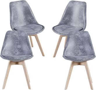 Regalos Miguel Packs Sillas Comedor - Pack 4 Sillas Synk Vintage - Gris Claro
