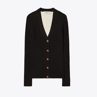 Tory Burch Colorblock Ribbed Cardigan
