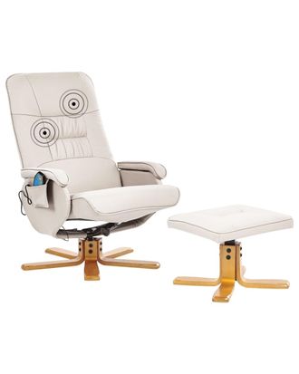 Beliani Sill&oacute;n de masaje con reposapi&eacute;s Piel sint&eacute;tica Beige claro