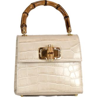 Persaman New York Ellie Croc Embossed Top Handle Bag in Beige at Nordstrom Rack