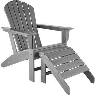 TecTake Garden Chair With Footstool in Light Grey | Size: 1 Seater
