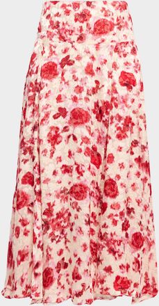 Isabel Marant Hilza Floral Devor&eacute; Silk Georgette Midi Skirt