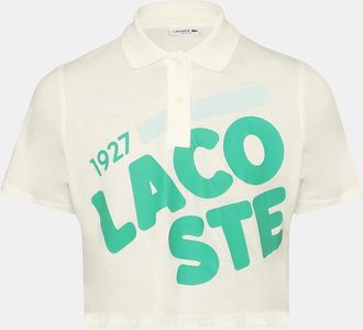 Lacoste Womens Lettering Collared Neck Polo Shirt - White - Size: 16