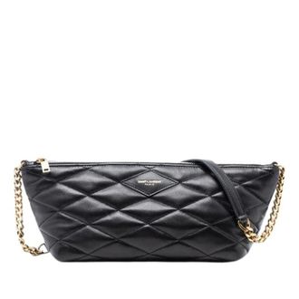 Saint Laurent Pre-owned Clutches, female, Black, Size: ONE SIZE Pre-owned Quilted Lambskin Shoulder Bag