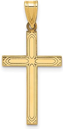 Diamond2Deal 14k Yellow Gold Solid Laser Etched Cross Pendant