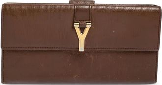 Saint Laurent Portafoglio con placca Y - Marrone