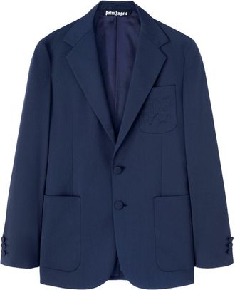 Palm Angels logo-embroidered blazer - men - Virgin Wool/Polyester/Acetate/Polyester/Elastane - 48 - Blue