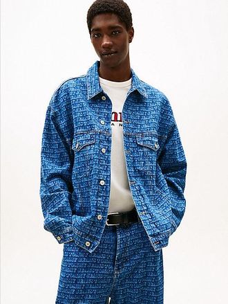 Tommy Hilfiger Spell-Out Logo Oversized Denim Trucker Jacket