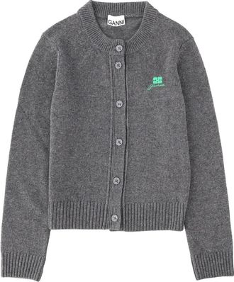 Ganni Cardigan With Logo-Donna