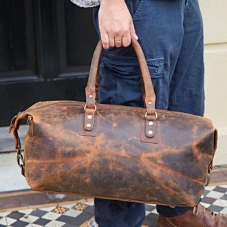 Paper High Brown Buffalo Leather Overnight Bag
