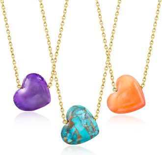 Ross-Simons Puffy Birthstone Heart Necklace in 18kt Gold Over Sterling