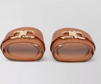 Ferragamo slide sandals flat sole gold tone