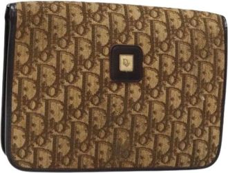Dior Pre-owned Clutches, female, Brown, Size: ONE SIZE Pre-owned Trotter Canvas Shoulder Bag