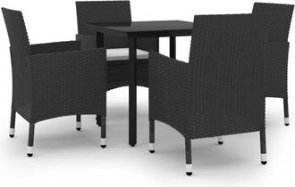 vidaXL Vidaxl - Set Comedor De Jard&iacute;n 5 Pzas Y Cojines Rat&aacute;n Sint&eacute;tico Y Vidrio