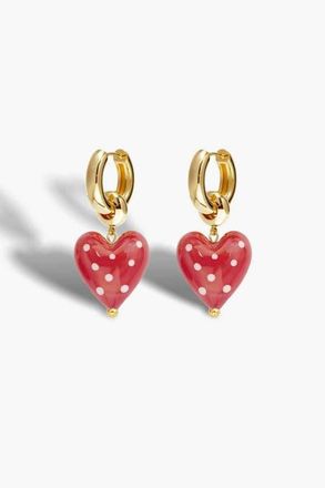 Classicharms Esm&eacute;e Red Dot Murano Heart Drop Earrings at Nordstrom