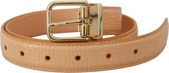 Dolce & Gabbana Beige Exotisch Leren Riem met Gouden Metalen Gesp