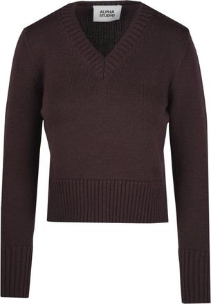 Alpha Studio Maglia Girocollo - - Knitwear - Donna - Marrone - XL