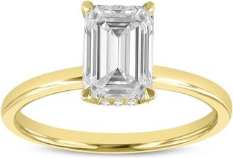 LuvMyJewelry Delphine 14K Yellow Gold Emerald Cut Lab Grown Diamond Hidden Halo Engagement Ring - 2.1 ct