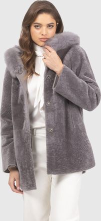 Gorski REVERSIBLE TEXTURED SHEARLING LAMB PARKA WITH MERINILLO SHEARLING LAMB HOOD TRIM
