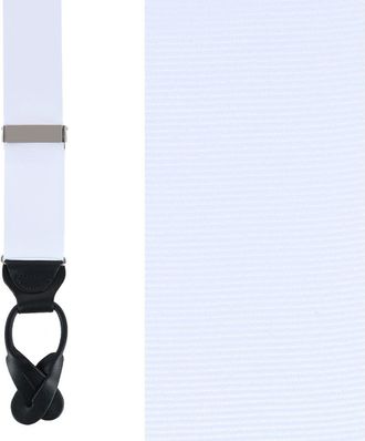 Trafalgar Store Phoenix 38mm Grosgrain Non Stretch Ribbon Button End Suspenders in White at Nordstrom