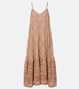 Juliet Dunn Embellished cotton midi dress