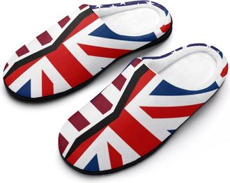 Generic US & UK Flag Funny Mens Cotton Slippers Soft Non-Slip Rubber Sole House Slipper Indoor Outdoor