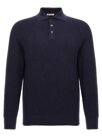 Brunello Cucinelli Ribbed Shirt Polo Blue