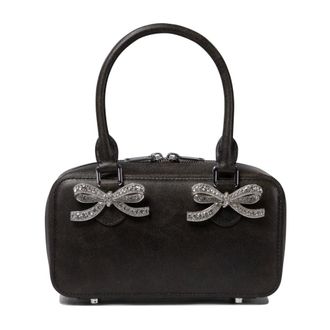 Self Portrait Handbags, female, Black, Size: ONE SIZE Black Leather Handbag for Women