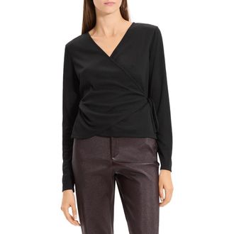 Theory Wrap Sweater in Black - 001 at Nordstrom, Size X-Large