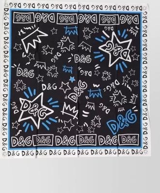 Dolce & Gabbana cotton graphic square scarf