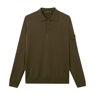 Stone Island Lichte Wol Polo - Heren - Polos - Groen - XL - Wol - Tops