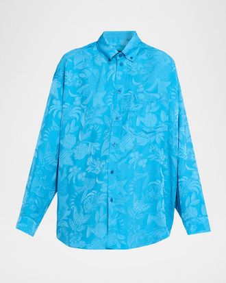 Balenciaga Long-Sleeve Button-Down Cocoon Shirt