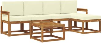 vidaXL Conjunto De Sof&aacute;s De Exterior 6 Uds. Natural Y Crema Vidaxl