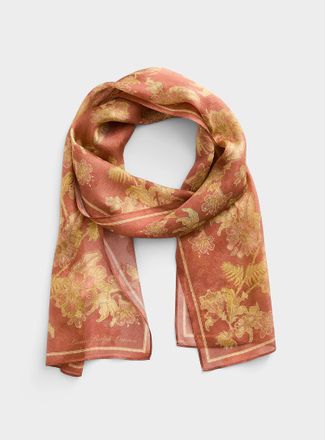 Lauren Ralph Lauren Womens Long sheer 100% silk baroque flower scarf