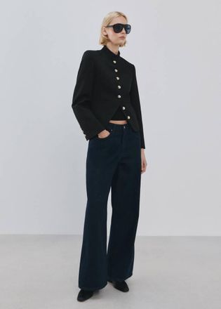 Mango Giacca collo fascia bottoni gioiello nero - Donna - M - MANGO