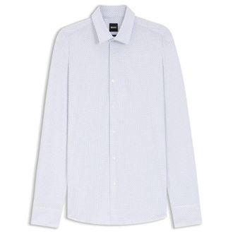 HUGO BOSS Printed Slim-Fit Shirt In Performance-Stretch Jersey, Brand Size 40 (Neck Size 15.75)