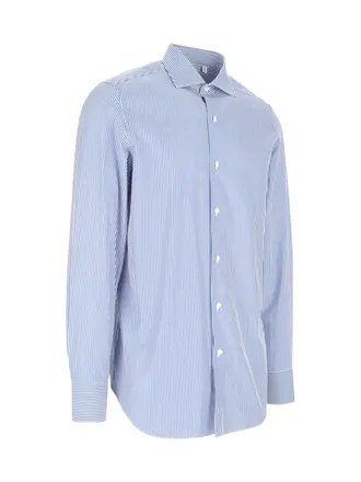 Finamore Mens Shirts Blue Cotone