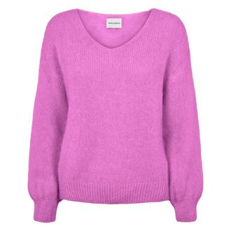 Americandreams Milana LS Alpaca Pullover - Dames - V-hals truien - Paars - XL - Wol - Truien & Vesten