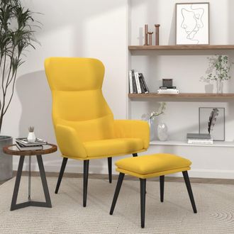 vidaXL Sill&oacute;n De Relax Con Reposapi&eacute;s De Tela Color Amarillo Mostaza Vidaxl