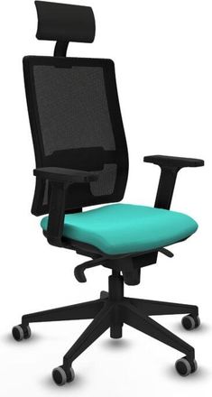 Piqueras y Crespo Piqueras Y Crespo - Horna sincro malla negra similpiel turquesa brazos 2D base piramidal cabecero fijo ruedas 65mm engomadas