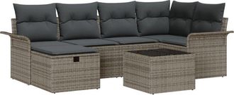 vidaXL Vidaxl - Garden Sofa Set 7 pcs Grey 242.5 x 132.5 x 85 cm Poly rattan