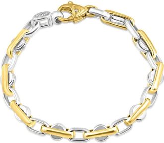 Pompeii3 Mens Solid 14k Gold (grams) or Platinum (5gram) Two Tone 7.5mm Bracelet 8.5